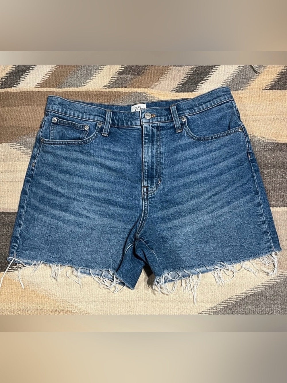 J.CREW Hi Rise Stretch Denim Blue Jean Shorts Cut-Off 5 Pocket Design